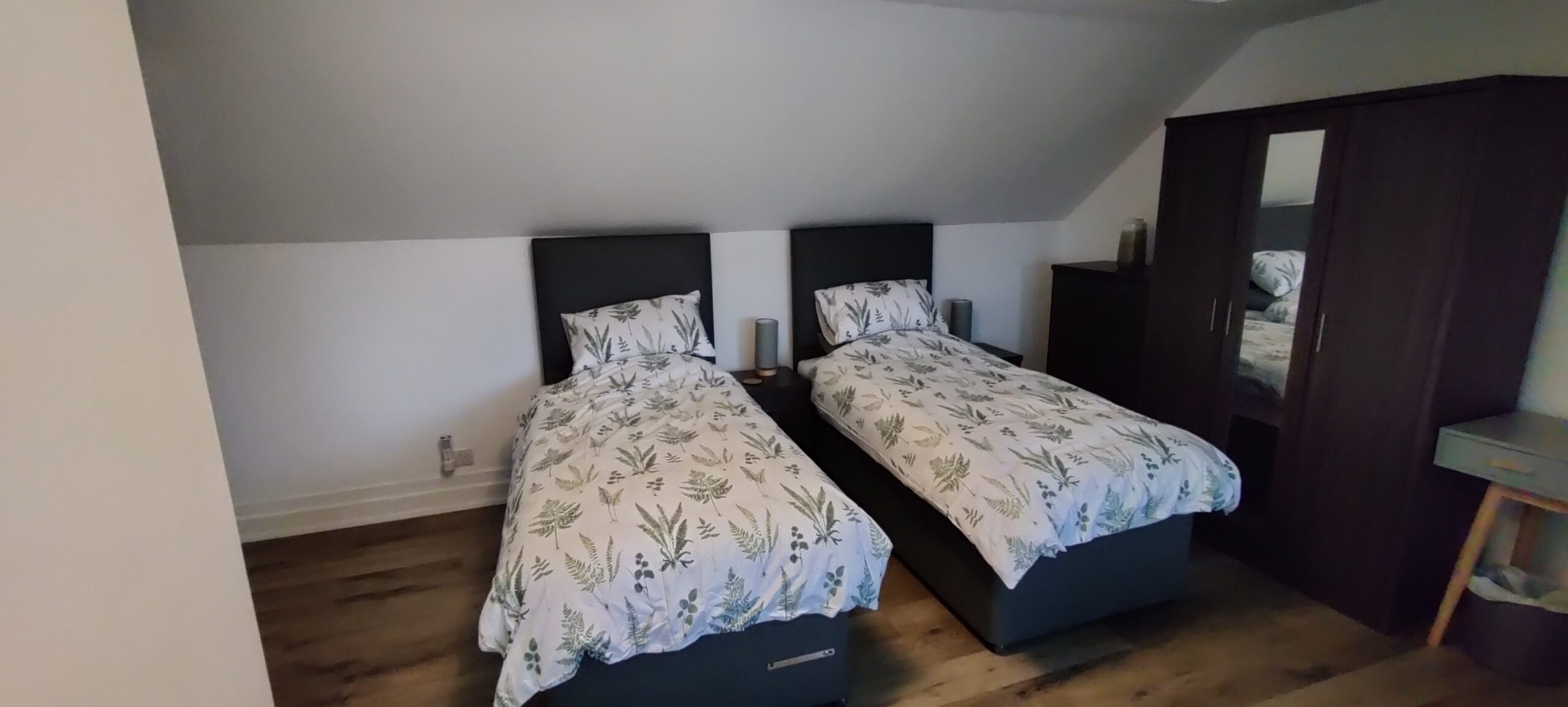 Bedroom showing twin bed configuration