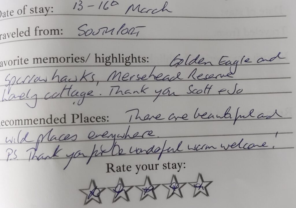 Favourite: Golden Eagle and Sparrow Hawks, Meresehead reserve. Lovely cottage. Thank you Scott & Jo